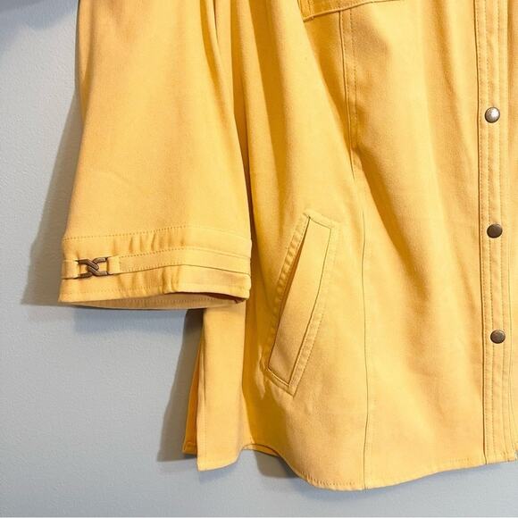 Plus Size JM Collection Women Yellow Suedelike Button Down 3/4 Sleeve Size 3X - Picture 6 of 12